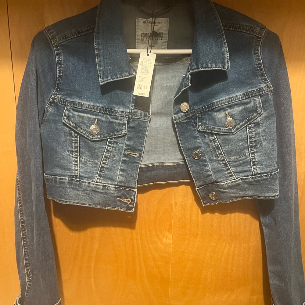 Garage Dark Blue Cropped Jean Jacket